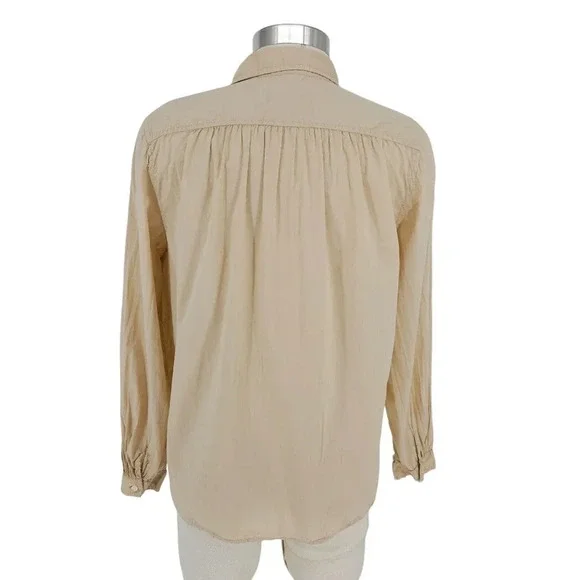 J.CREW Poplin Utility Shirt Beige Tan Long Sleeve Button Up Collared Top - Picture 4 of 7